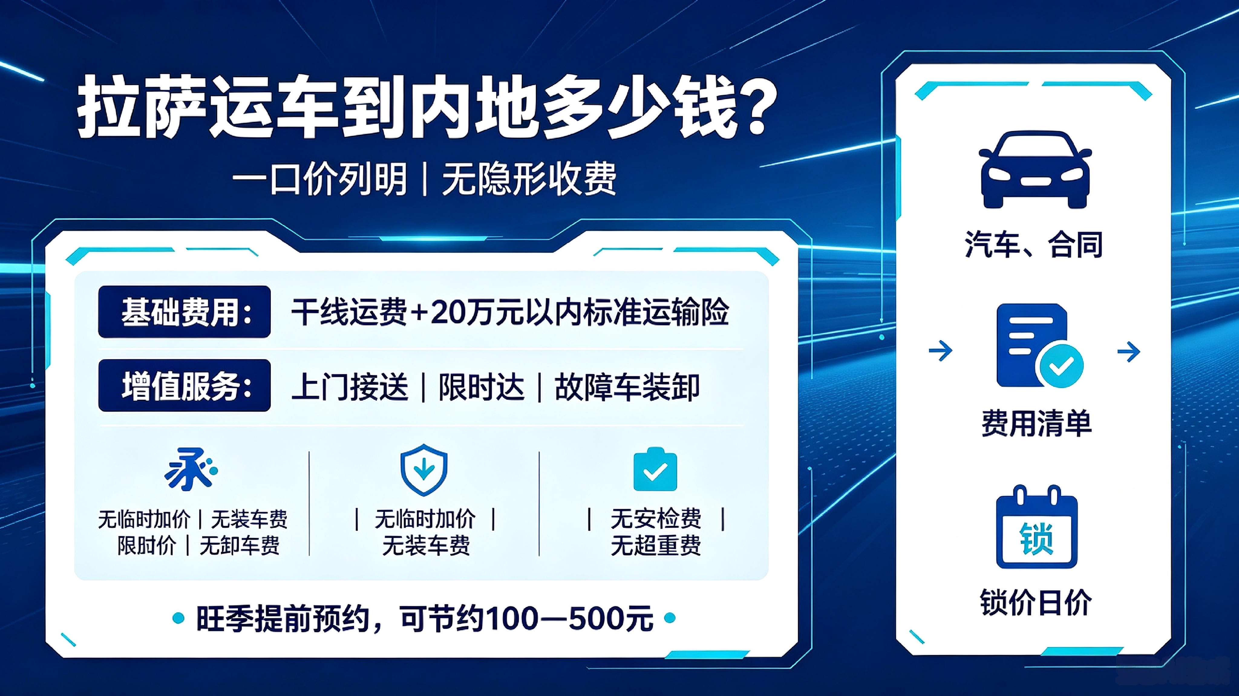华夏通汽车托运从拉萨托运汽车到内地到底多少钱？有没有隐形收费？
